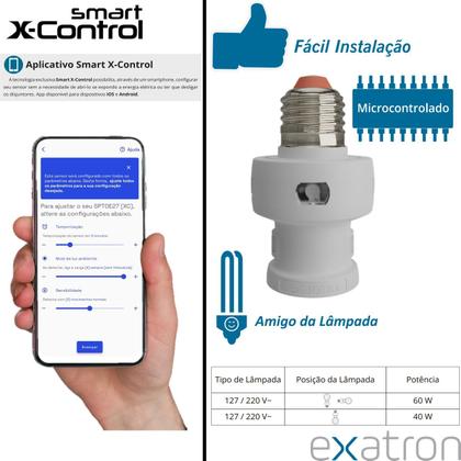 Imagem de Rele Fotosoquete Soquete E27 Fotocelula Smart X-Control