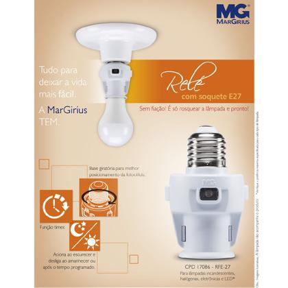 Imagem de Relé sensor soquete E27 aciona luz automaticamente anoitece