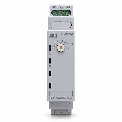 Imagem de Relé Temporizador Retardo 1 Ajuste 0,3 à 3 Segundos 220V à 240V 50/60Hz/24Vdc Weg