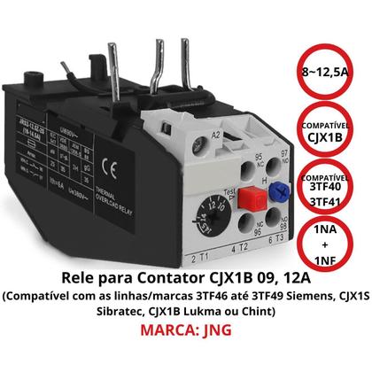 Imagem de RELE TERMICO JRS2 12,5Z 8,0~12,5A PARA CONTATOR CJX1 09A 12A 16A 22A semelhante 3UA50 PARA 3TF40 ATE 43