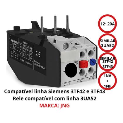 Imagem de RELE TERMICO JRS2 25Z 12~20A PARA CONTATOR CJX1 16A ATE 22A semelhante SIEMENS 3UA52 PARA 3TF40 ATE 43