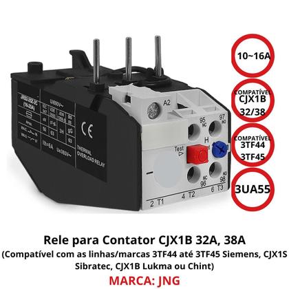 Imagem de Rele termico jrs2 45z 10~16a para contator cjx1 32a cjx1 38a similar siemens 3ua55 para 3tf44 3tf45