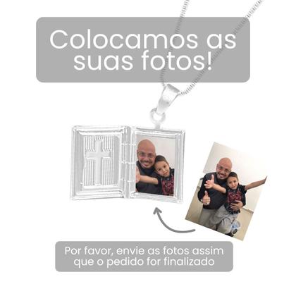 Imagem de Relicário Biblia Colar Masculino Prata Personalizado Banhado