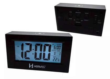 Imagem de Relógio 2972 Despertador Digital Preto Luz Led Sensor Herweg
