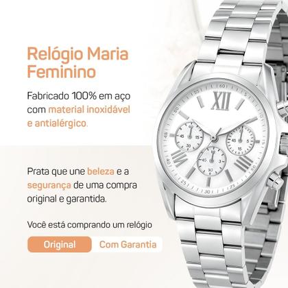 Imagem de Relogio Aco Feminino Inox Prata + Pulseira Oculos Caixa preto moda original inoxidavel protecao uv qualidade premium