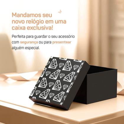 Imagem de Relogio Aco Feminino Inox Prata + Pulseira Oculos Caixa preto moda original inoxidavel protecao uv qualidade premium