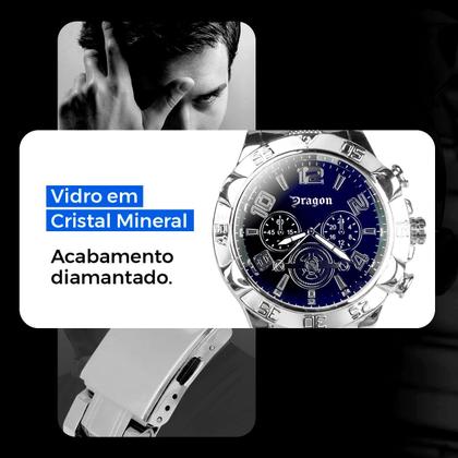 Imagem de Relogio Aço Inox Masculino + Caixa + Cordão Cruz + Pulseira crucifixo catolico social qualidade premium prova dagua