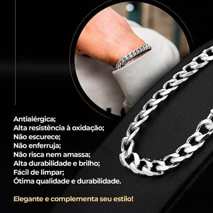 Imagem de relogio aço inox masculino + cordão + oculos sol + pulseira casual original presente proteção uv qualidade premium
