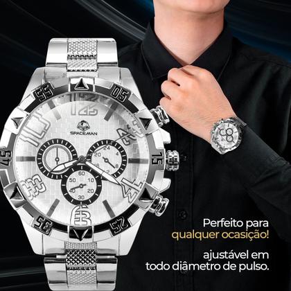 Imagem de relogio aço inox prova dagua + corrente + caixa + pulseira pesado original presente qualidade premium analogico robusto