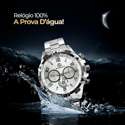 Imagem de relogio aço inox prova dagua + corrente + caixa + pulseira pesado original presente qualidade premium analogico robusto