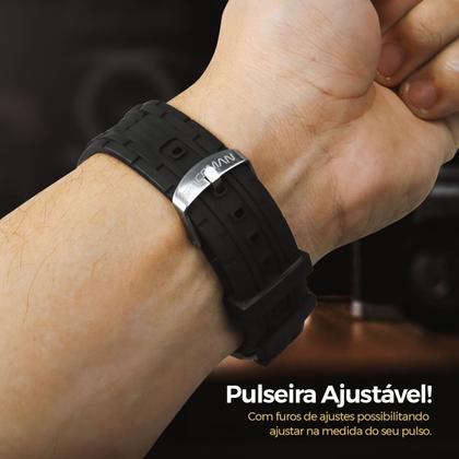 Imagem de Relogio aço masculino + caixa + cordao pulseira + oculos sol ajustavel proteçao uv original preto qualidade premium