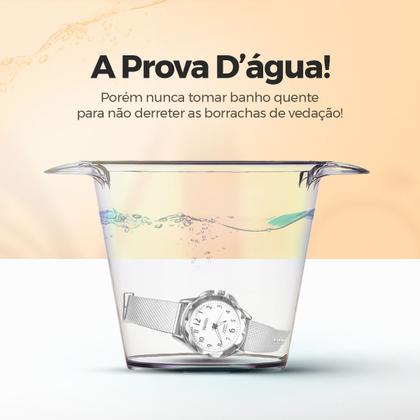 Imagem de Relogio aço prata prova dagua feminino + oculos sol + caixa protecao uv qualidade premium strass resistente moda casual