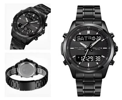 Imagem de Relógio Analógico Digital Pulseira Aço Inoxidável Preto