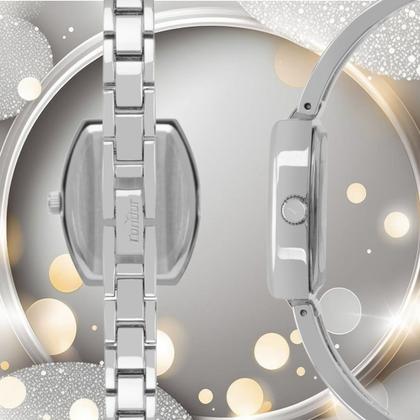 Imagem de Relógio Analógico Feminino Prata com Caixa e Pulseira de Aço Inoxidável à Prova D Água Quadrado Luxo Elegante Fashion Condor
