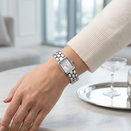 Imagem de Relógio Analógico Feminino Prata Pequeno com Caixa e Pulseira de Aço Inoxidável Quadrado Fashion Luxo Elegante Euro