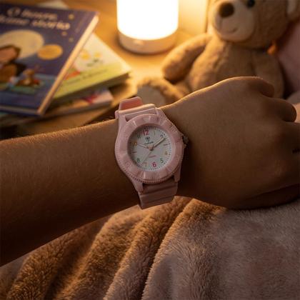 Imagem de Relógio Analógico Infantil Feminino Rosa com Caixa de Polímero e Pulseira de Silicone à Prova D Água Fashion Elegante Tuguir