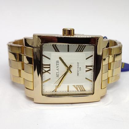 アルト Relógio Atlantis A3418 Dourado Quadrado Resistente a Água