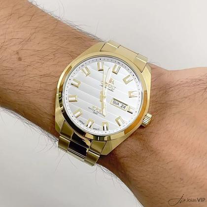 Imagem de Relógio Automático Orient Dourado Fundo Prateado 469GP076 S1KX
