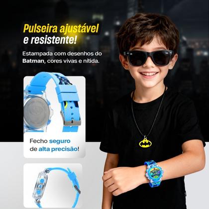 Imagem de Relogio Azul Digital Menino Infantil + Oculos Colar data original azul qualidade premium luz silicone verão ajustavel