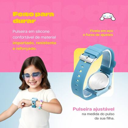 Imagem de relogio azul infantil silicone + pulseira oculos + caixa pulseira ajustavel menina presente protecao uv crianca acetato