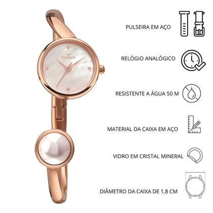 Imagem de Relógio Bracelete Technos Feminino Rose Original de Pulso