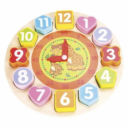 Imagem de Relógio Brinquedo Didático cores Formas encaixe Aprendizado Aprenda brincando