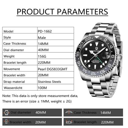 Imagem de Relógio BY BENYAR Pagani Design Men GMT Automático em Aço Inoxidável