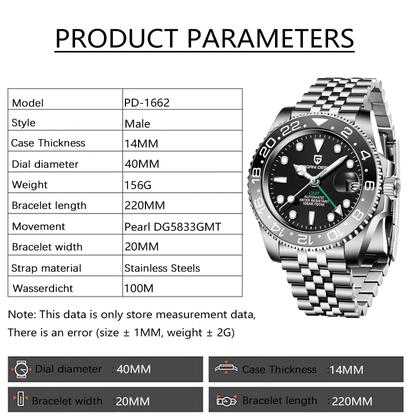 Imagem de Relógio BY BENYAR Pagani Design Men GMT Automático em Aço Inoxidável