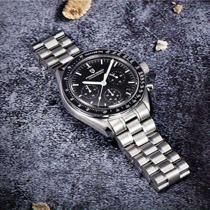 Imagem de Relógio, Caixa de Aço Inoxidável com Movimento Japonês VK63, Dial Redondo, Pulseira Dupla