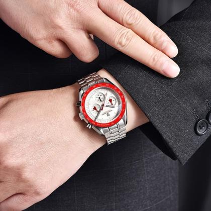 Imagem de Relógio, Caixa de Aço Inoxidável com Movimento Japonês VK63, Dial Redondo, Pulseira Dupla