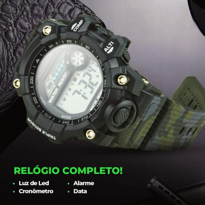 Imagem de relogio camuflado infantil digital prova dagua silicone data menino resistente qualidade premium