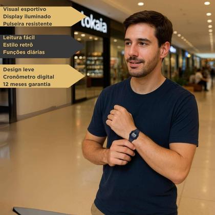 Imagem de Relógio Casio Masculino Digital Quadrado Prova Dagua 5 ATM Esportivo Preto W-217H-1AVDF
