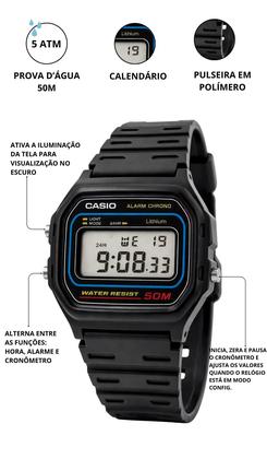 Imagem de Relógio Casio Masculino Digital Quartz Esportivo Clássico Vintage De Pulso A Prova Dágua Em 50 Metros Visor Noturno Original
