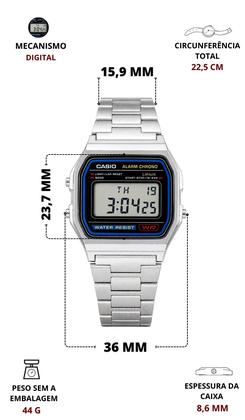 Imagem de Relógio Casio Unissex Digital De Pulso Vintage Clássico Prata Com Pulseira Em Aço Inoxidável Resistente A àgua Original