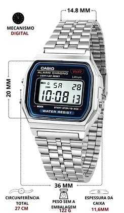Imagem de Relógio Casio Unissex Digital De Pulso Vintage Clássico Prata Com Pulseira Em Aço Inoxidável Resistente A àgua Original