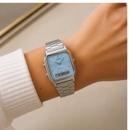 Imagem de Relógio casio vintage azul claro aq-230a-2a1mqydf-sc