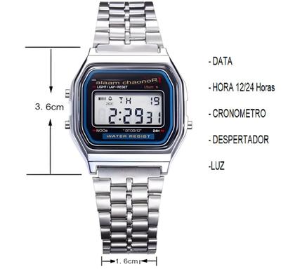 Imagem de Relógio Casual Retro Digital Vintage Masculino Feminino Unissex Prata