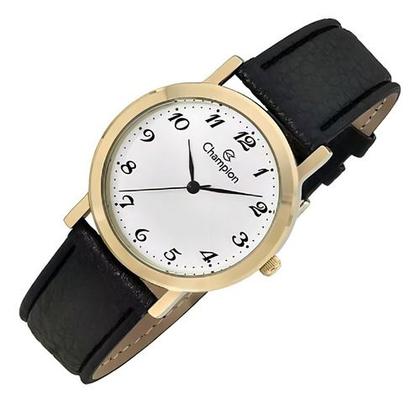 Imagem de Relogio champion analogico branco couro preto ch22162m