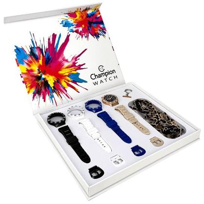 Imagem de Relogio Champion Cp31001h Família Troca Pulseira Unissex Preto Dourado Preto