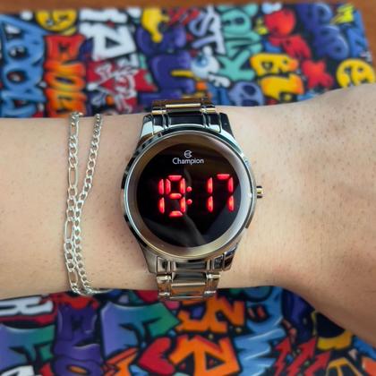 Imagem de Relógio Champion Digital Led Redondo Tamanho Médio prata
