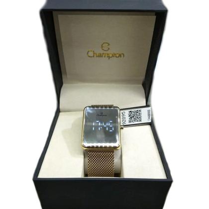 Imagem de Relógio Champion Dourado Espelhado CH40080B LED Branco Pulseira Esteira