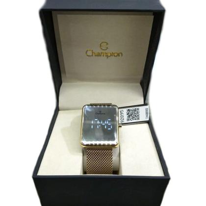Imagem de Relógio Champion Dourado Espelhado CH40080B LED Branco Pulseira Esteira