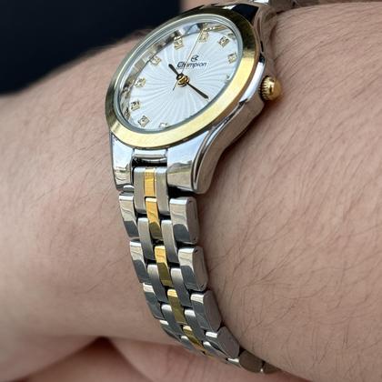 Imagem de Relógio Champion Feminino Brinco Colar Original Prata