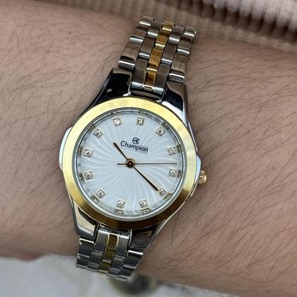 Imagem de Relógio Champion Feminino Brinco Colar Original Prata