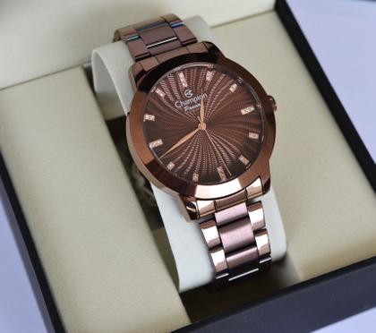Imagem de Relogio champion feminino chocolate marron grande cn29276j