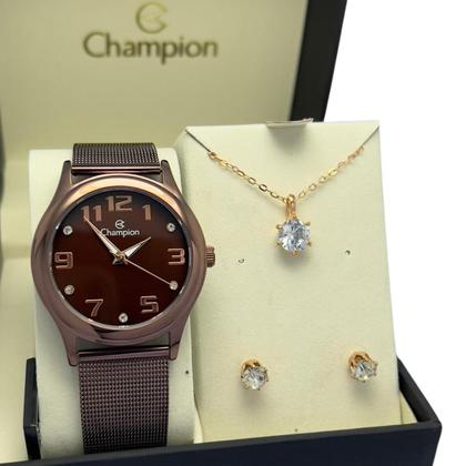 Imagem de Relógio Champion Feminino cor chocolate Cn29007k semi joias