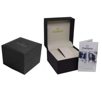 Imagem de Relogio Champion feminino dourado e prata misto bicolor grande slim fino com numeros banhado folheado CN21130B