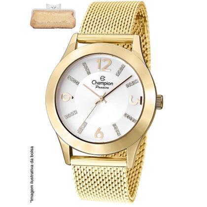 Imagem de Relógio Champion Feminino Dourado Mesh 42mm + Estojo