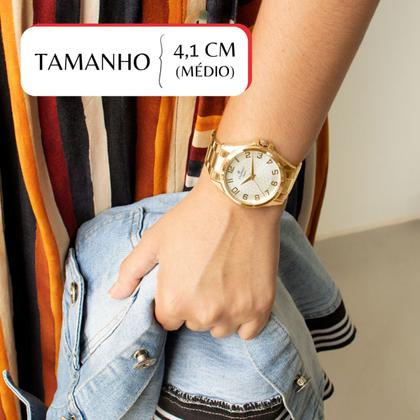 Imagem de Relógio Champion Feminino Dourado Prova DAgua CN26377W Colar e Brincos