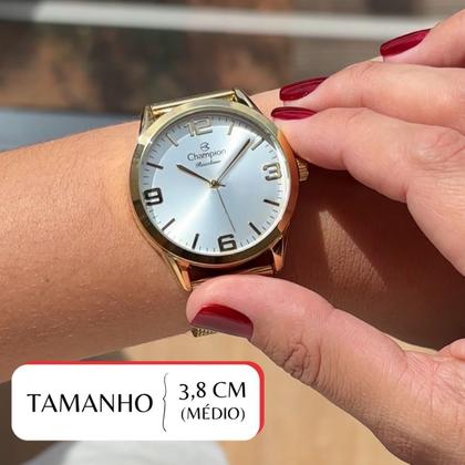 Imagem de Relógio Champion Feminino Dourado Prova DAgua + Kit de Brincos e Colar Garantia De Um Ano